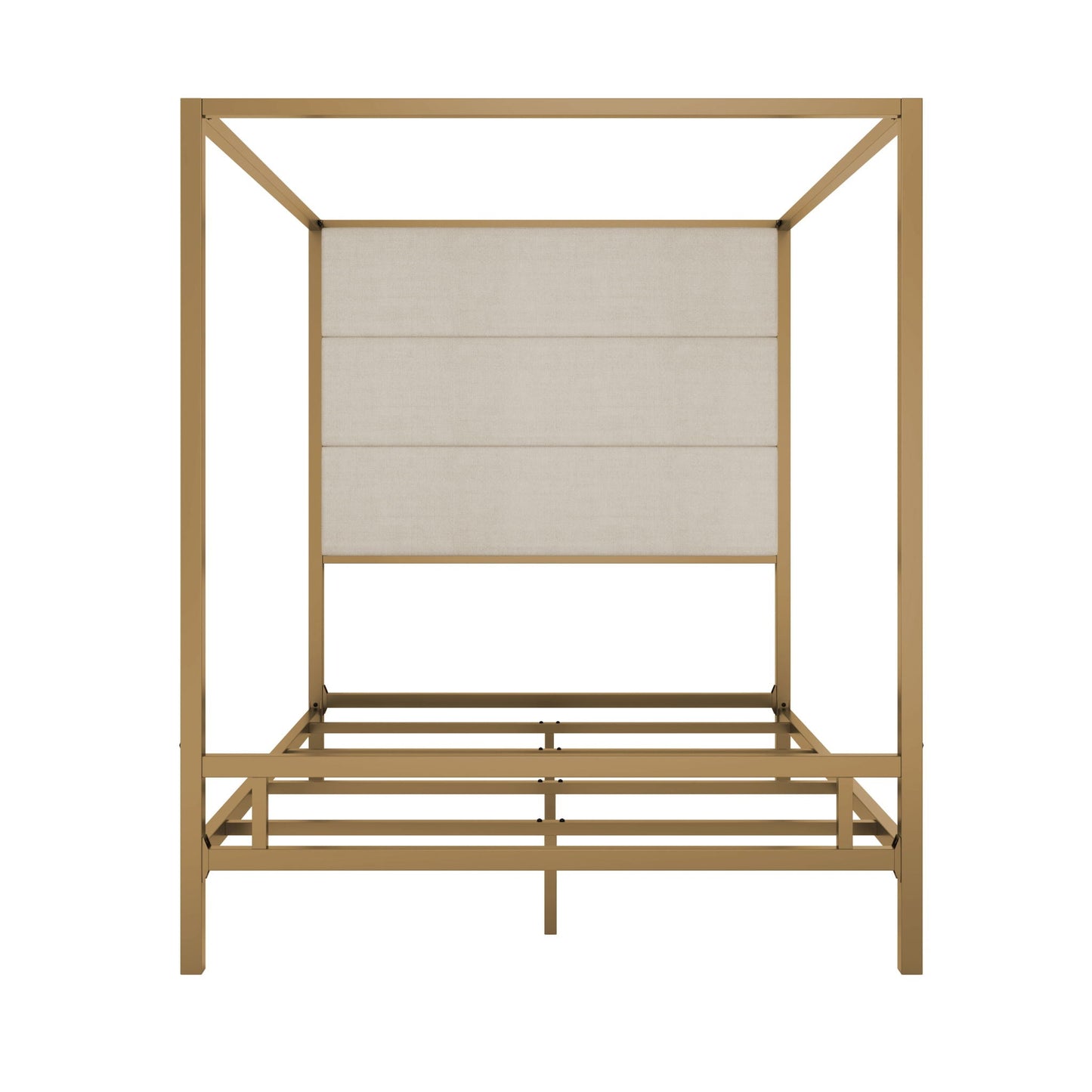 Canopy Bed With Tall Upholstered Headboard, 4 Poster Frame