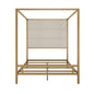 Canopy Bed With Tall Upholstered Headboard, 4 Poster Frame