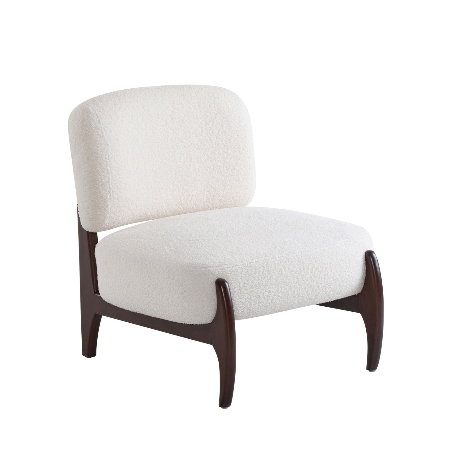 Modern Boucle Lounge Chair With Solid Wood Frame