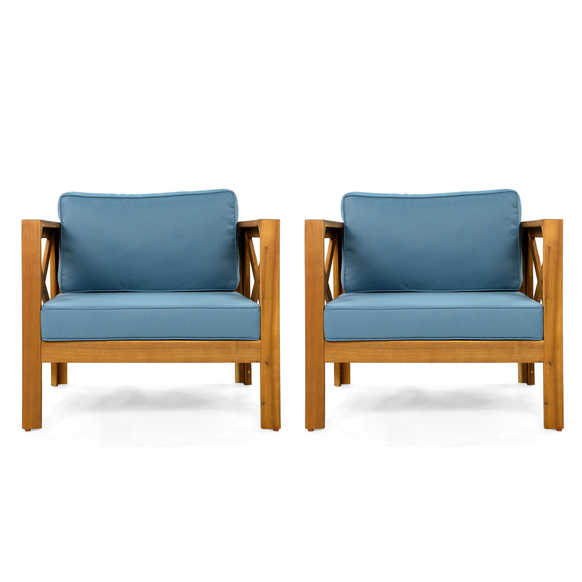Outdoor Acacia Wood Club Wooden Armchair Set of 4