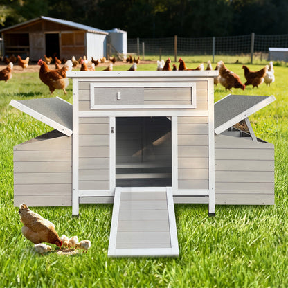 Large Wooden Chicken Coop Outdoor Hen House with Nesting Boxes
