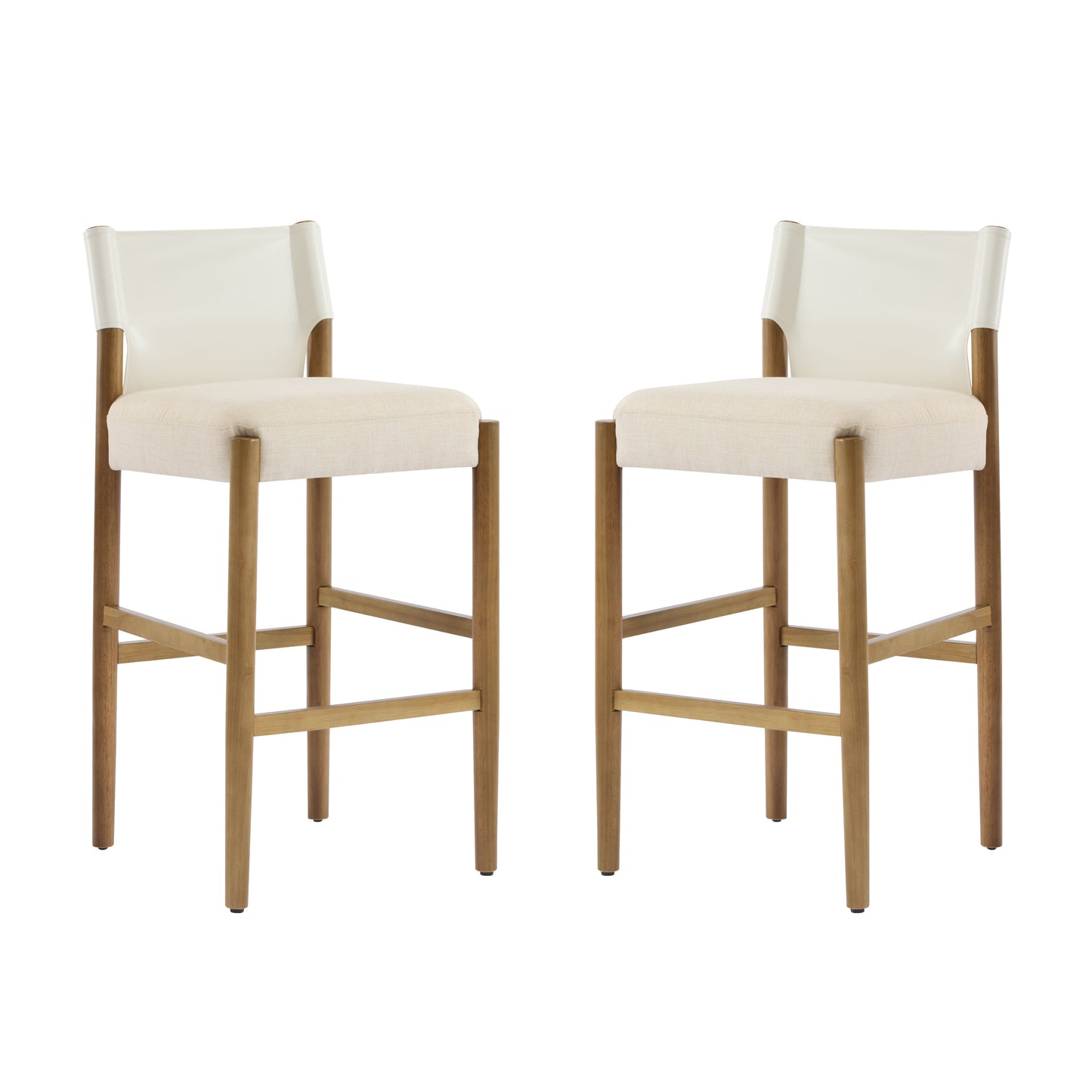 28.5'' Modern Solid Wood Bar Stool with Polyester Cushion - Set of 2