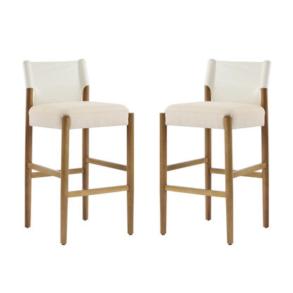 28.5'' Modern Solid Wood Bar Stool with Polyester Cushion - Set of 2