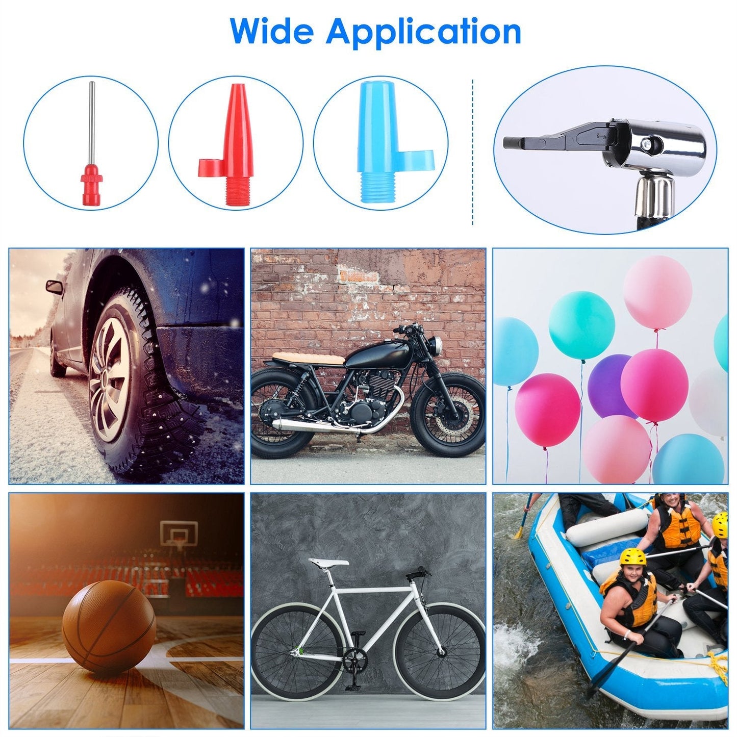 Portable Tire Inflator 150 PSI 120W Max Power Tire Pump with Digital Display LED Light Inflatable Nozzle Needle Fuse Air Compressor for Bikes Motorbik