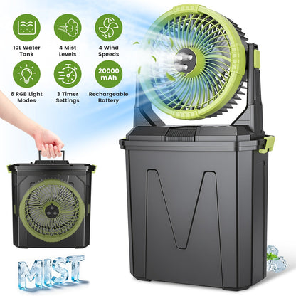 Portable Misting Fan with 10L Bucket & 20000mAh Battery