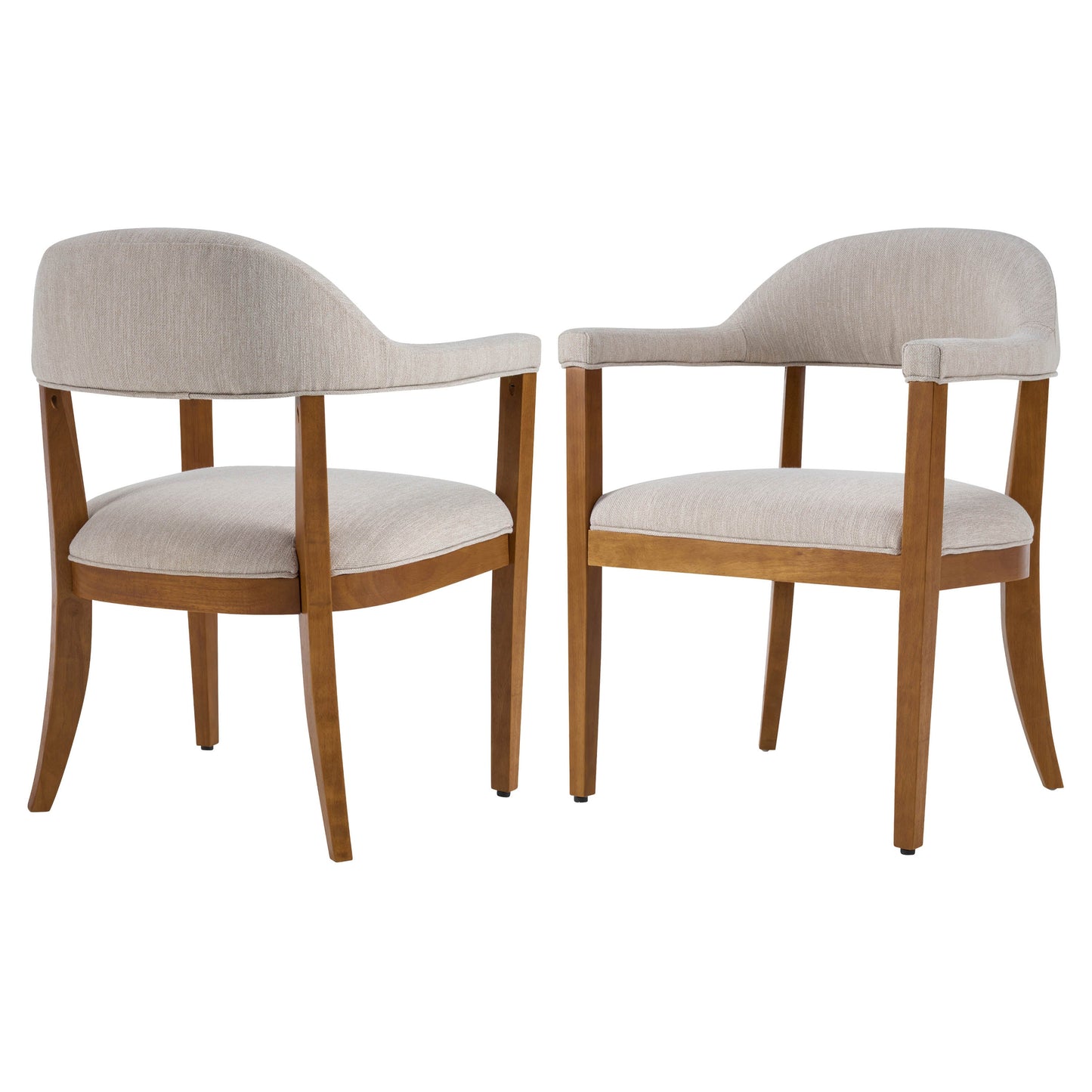 Wood Frame Upholstered Dining Chairs with Armrests (Set of 2)