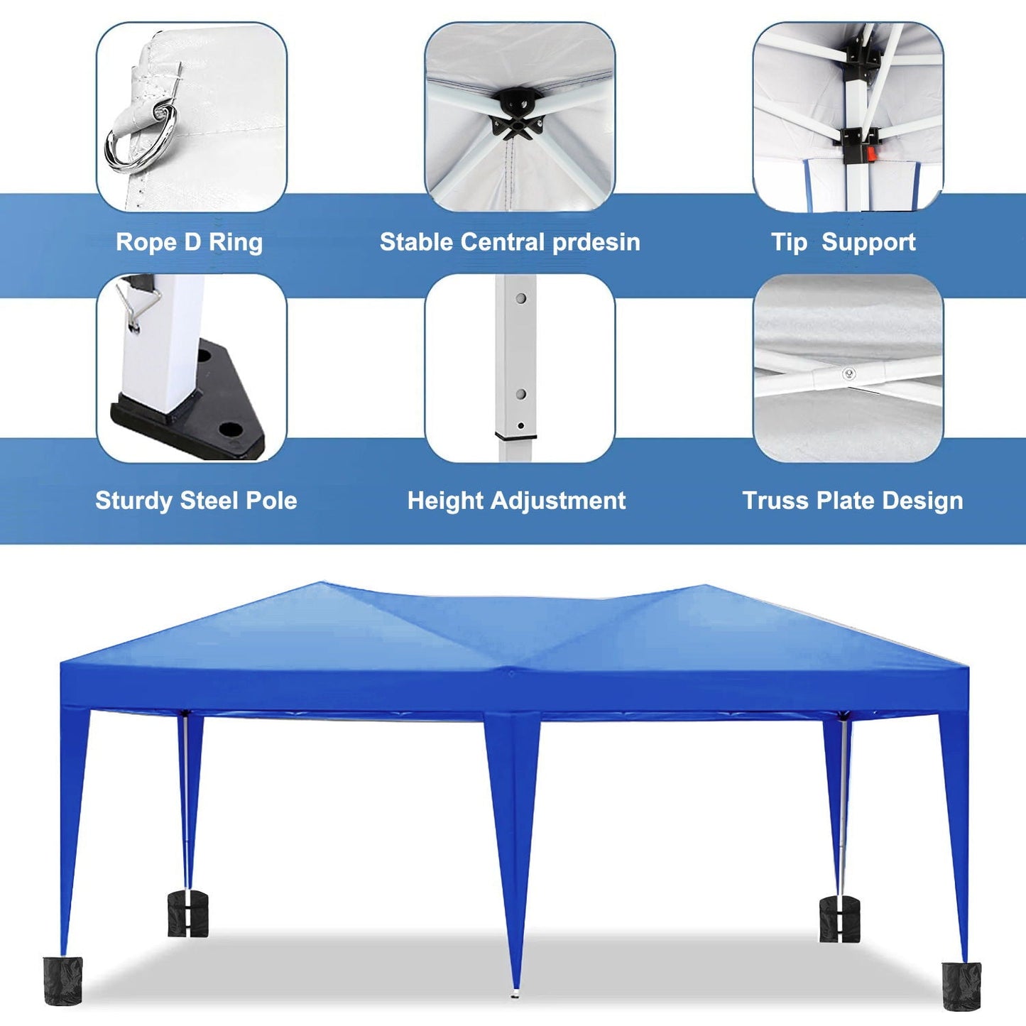 10'x20' EZ Pop Up Canopy Outdoor Portable Party Folding Tent with 6 Removable Sidewalls