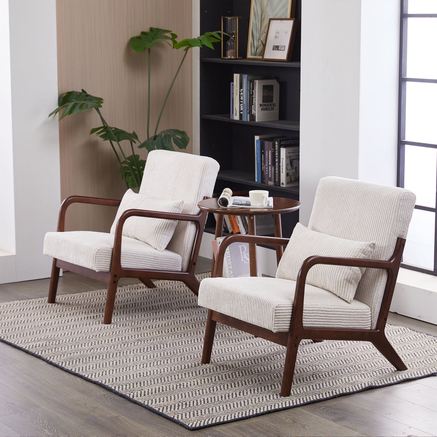Accent Chair With Pillow And Wood Frame