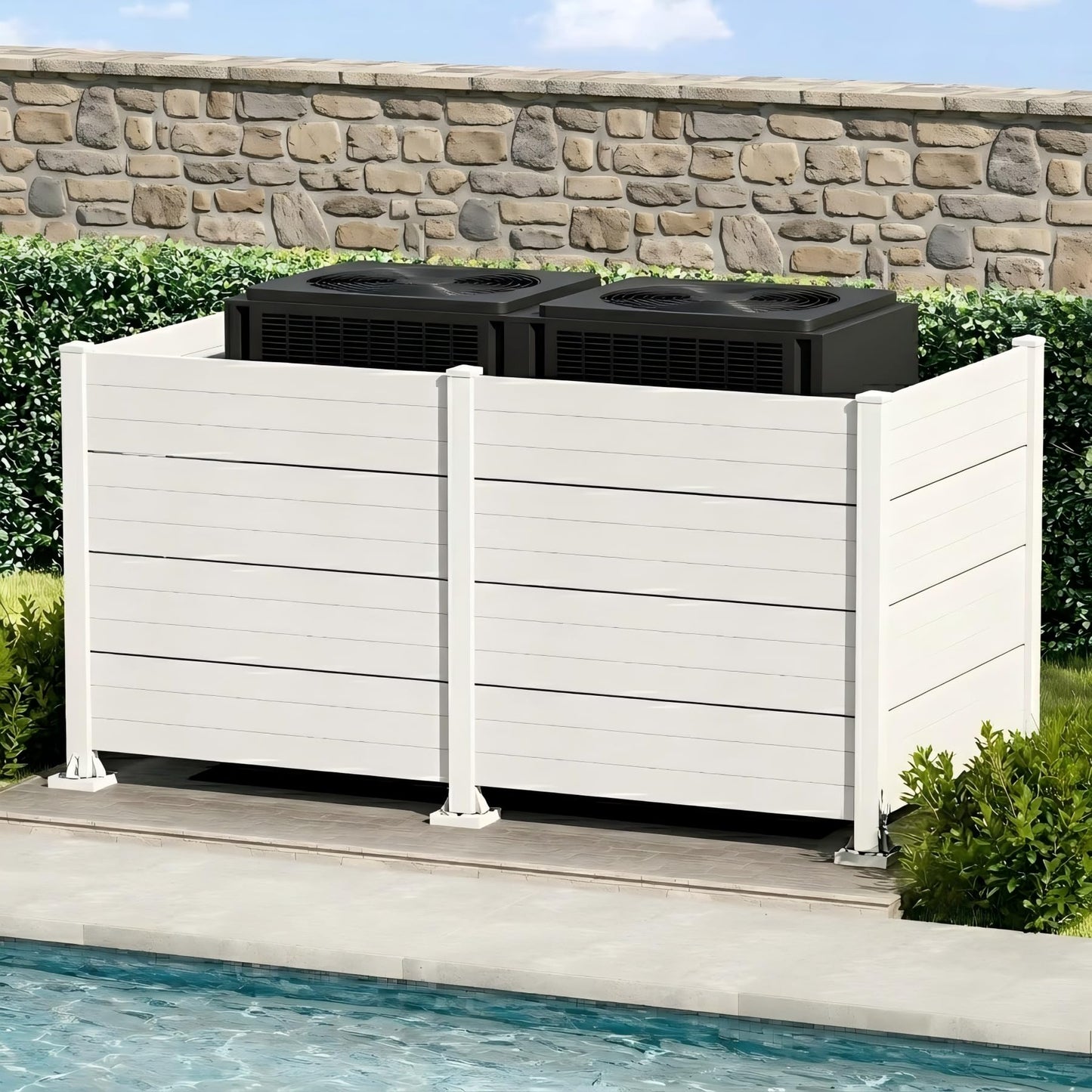 50" W x 49" H Outdoor Privacy Screen, Air Conditioner Fence, All-Weather Vinyl Privacy Fence Screens with Aluminum