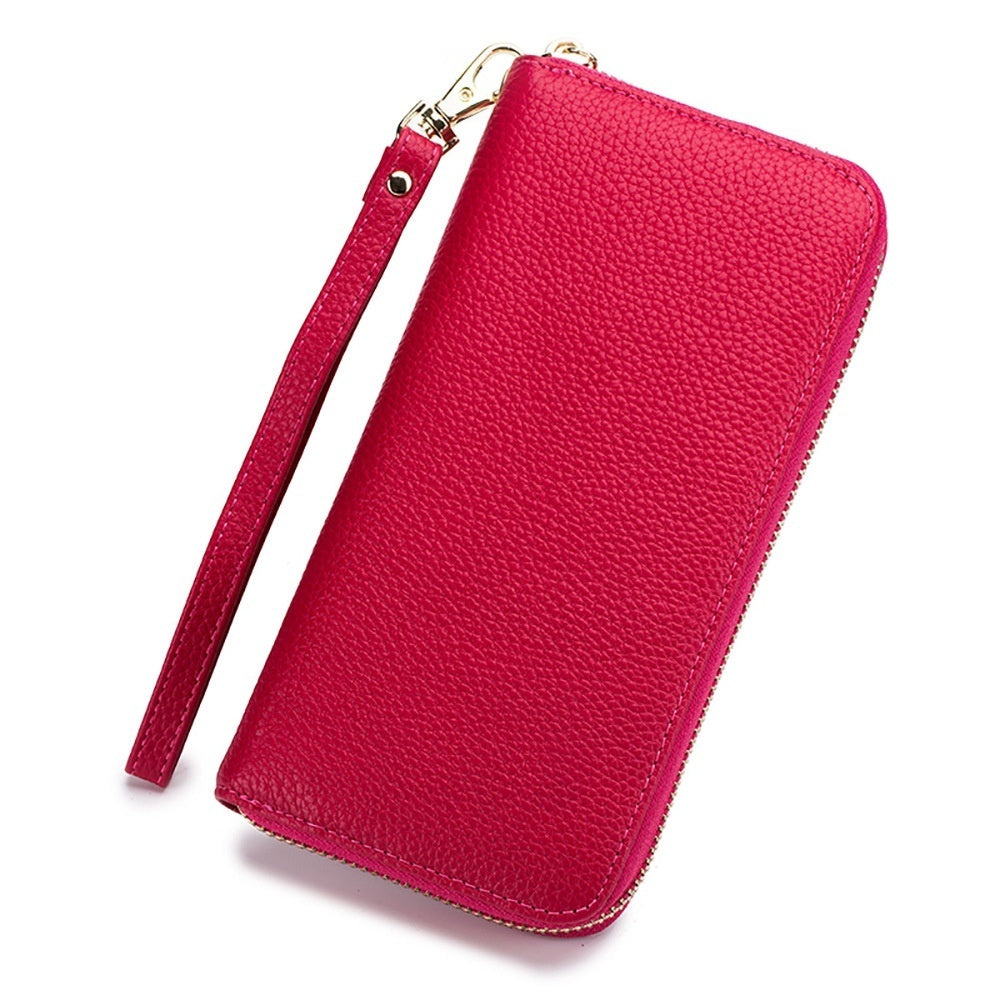Tassel Top-grain Leather Zippered Womens Wallet