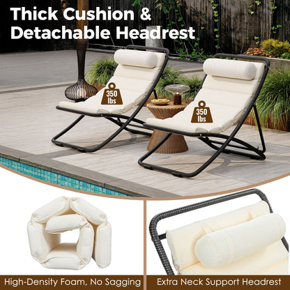 Outdoor Folding Chair With Adjustable Backrest (Set of 2)