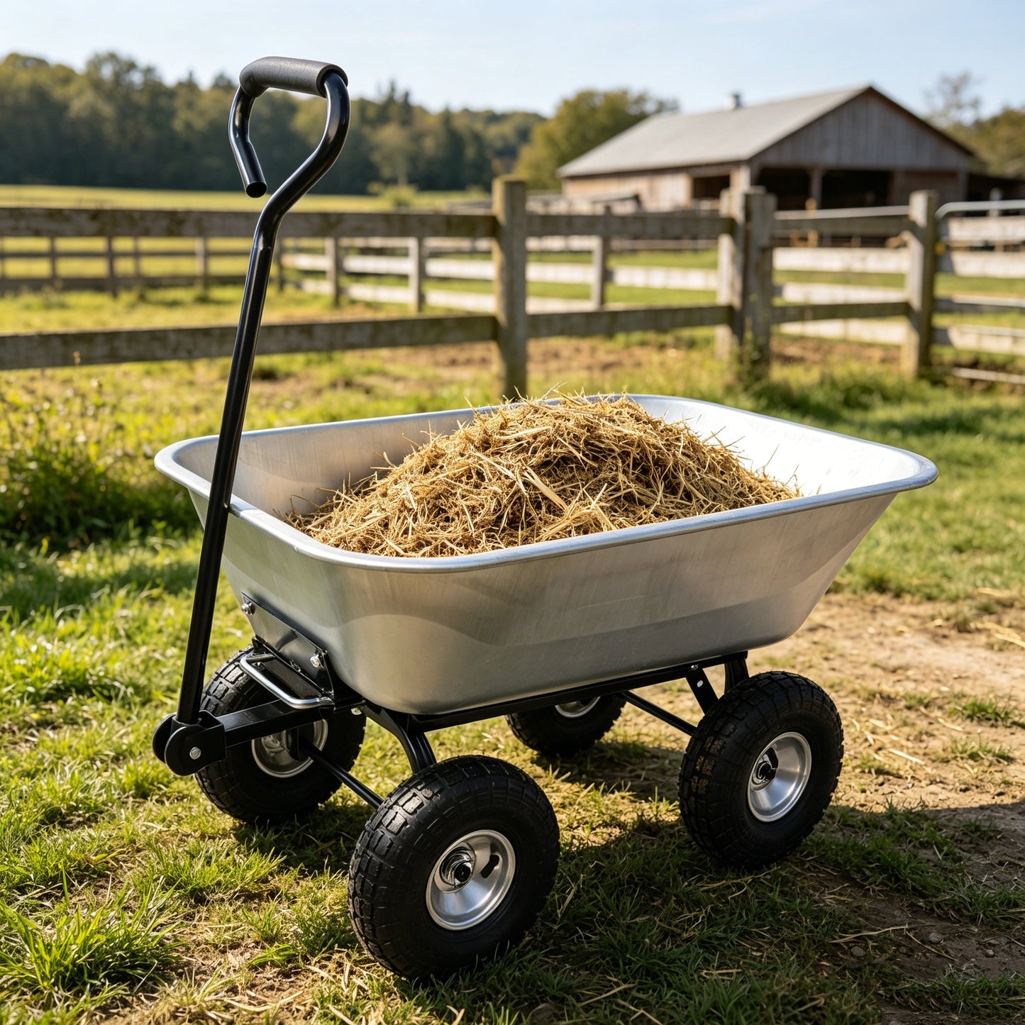 Folding Poly Garden Dump Truck with Steel Frame and Pneumatic Tires