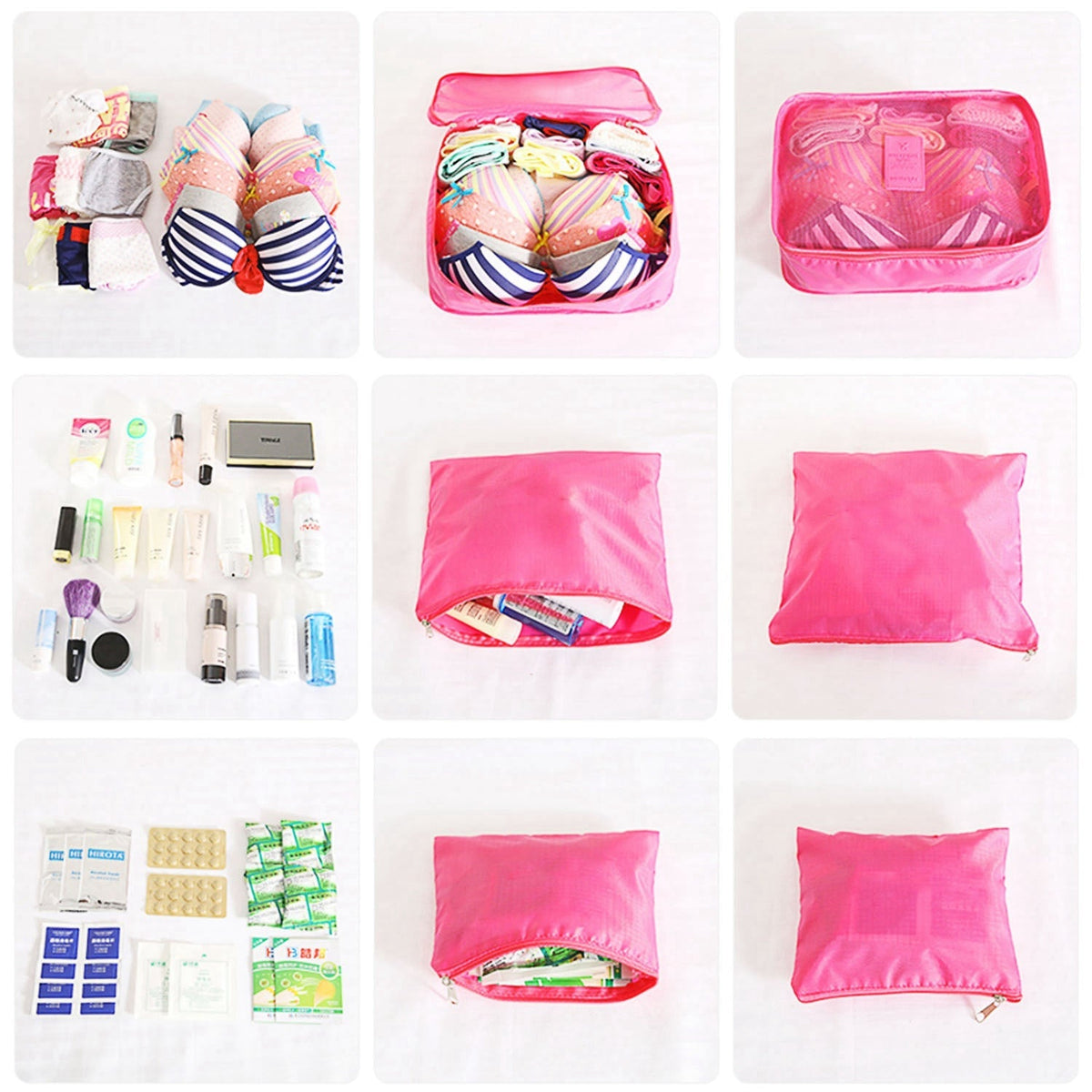 9Pcs Clothes Storage Bags Water-Resistant Travel Luggage Organizer Clothing Packing Cubes for Blouse Hosiery Stocking Underwear