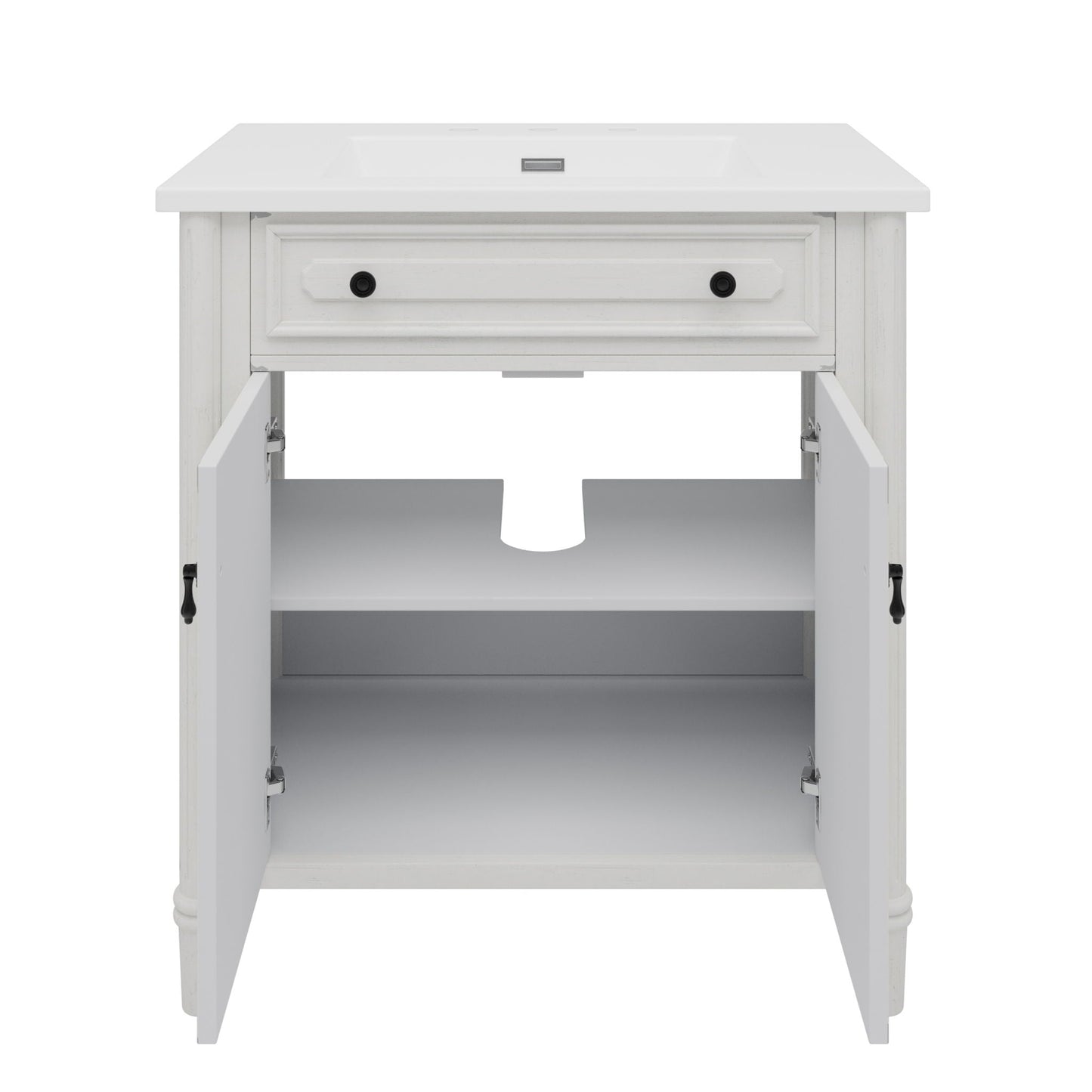 Vintage Bathroom Vanity With Sink, Rustic Cabinet With Soft Close Doors