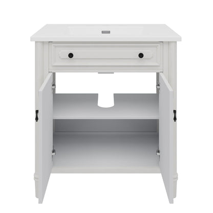 Vintage Bathroom Vanity With Sink, Rustic Cabinet With Soft Close Doors