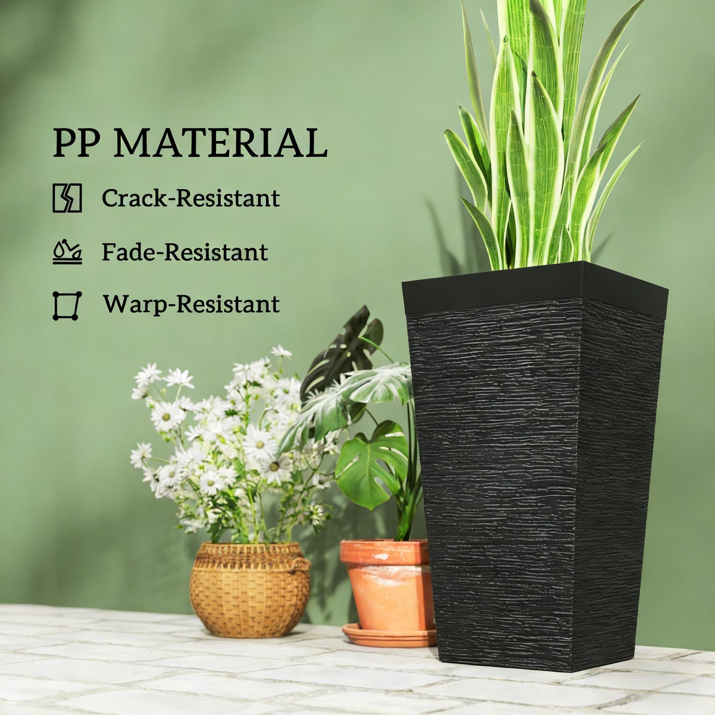 Modern Design Stackable Tapered Planters, Set of 3 Outdoor Planters