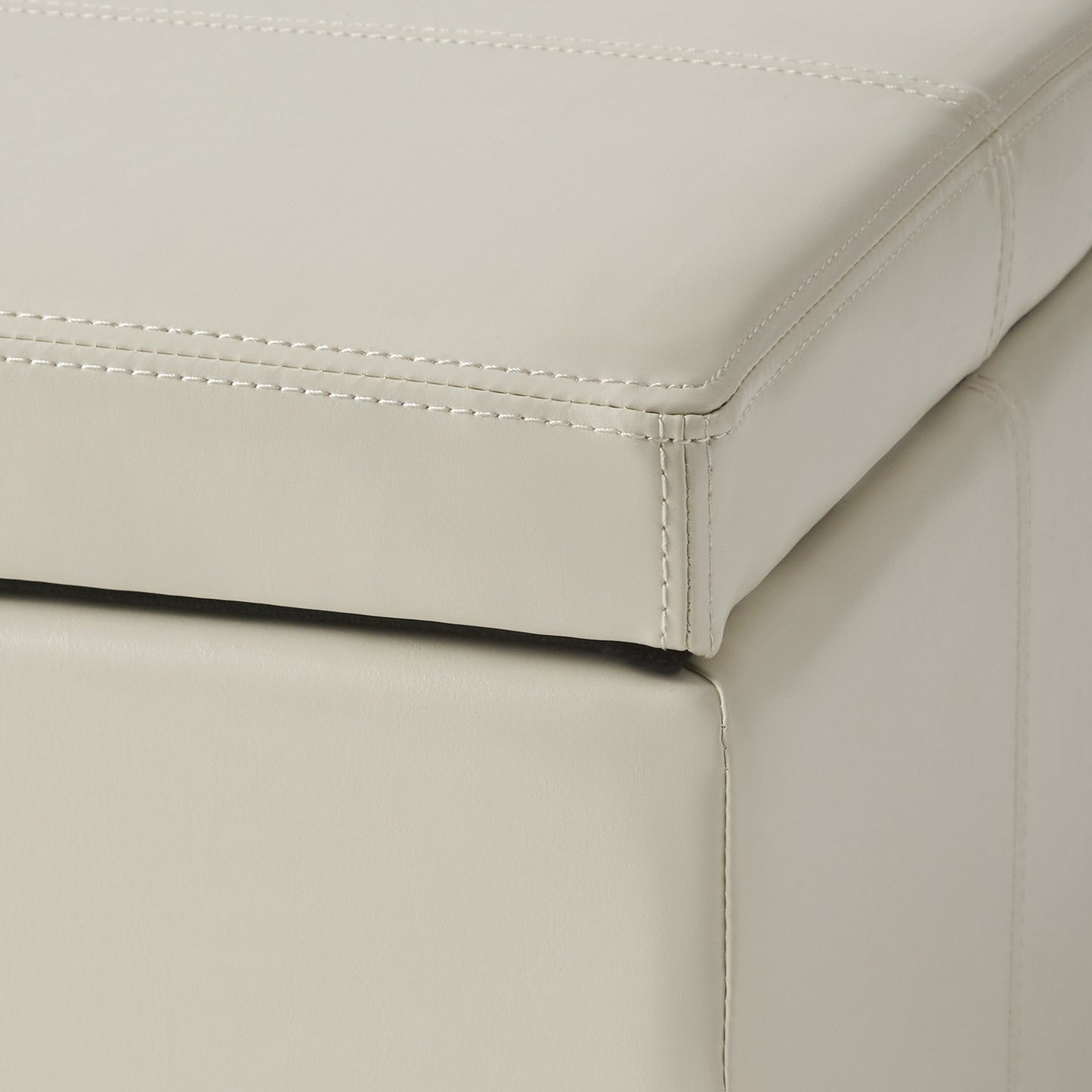 Upholstered PU Leather Storage Ottoman with Solid Wooden Legs