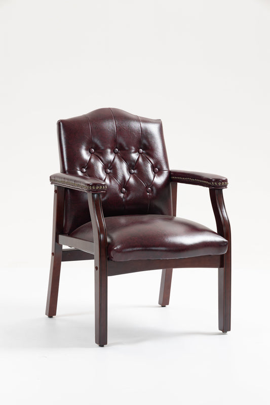 Burgundy Leather Reception Guest Chairs