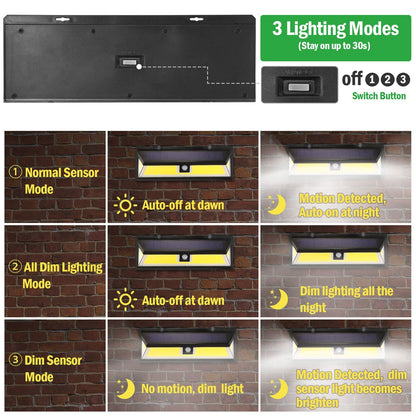 Solar Lights 180 LEDs Solar Wall Light Outdoor Motion Sensor Lamp IP65 Waterproof 120¡ Sensing 270¡Wide Lighting Angle for Garage Garden Pathway