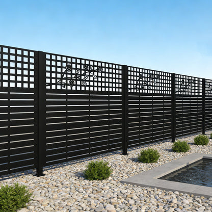 W48" x H47.3" Metal Privacy Screen with Rose Design