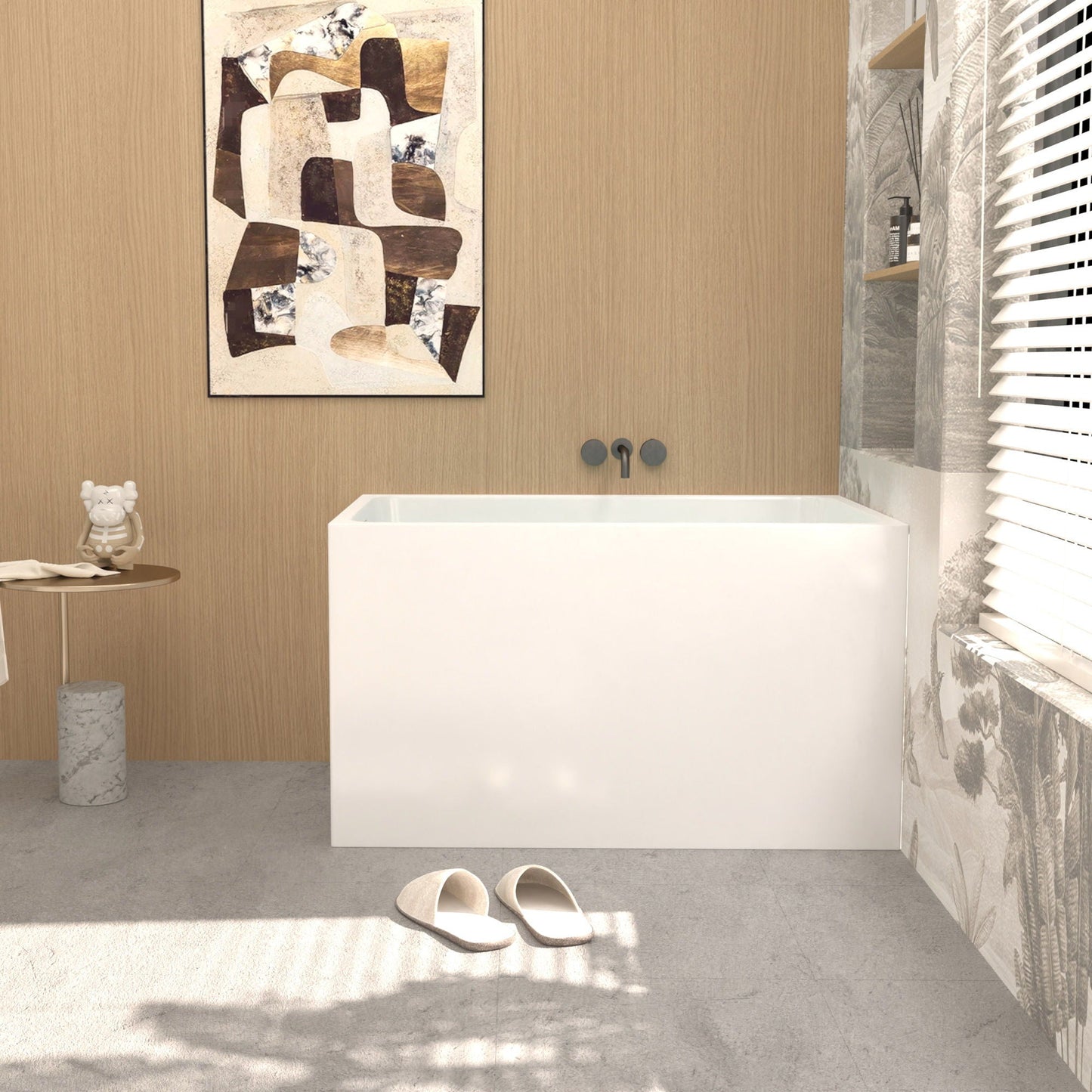 Freestanding Bathtub With Drain, Rectangular Shape