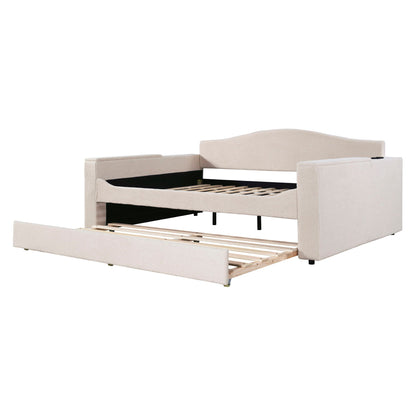 Upholstered Daybed With Storage Armrests, Trundle And Latest Integrated tooth Audio System