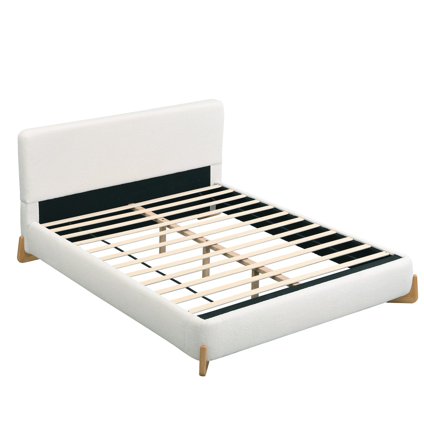 Elegant Boucle Upholstered Bed, Queen Size