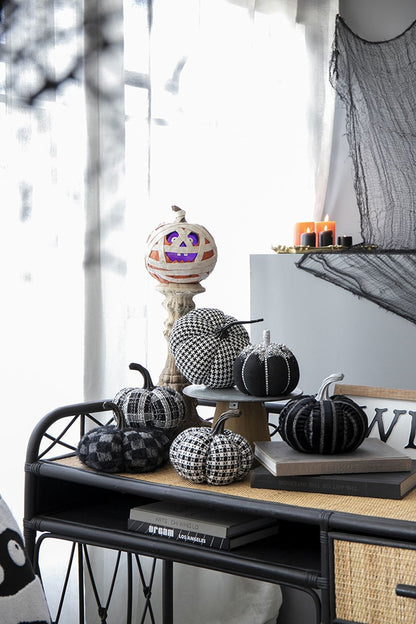 Plaid Pumpkin Decor, For Holiday Halloween Decoration