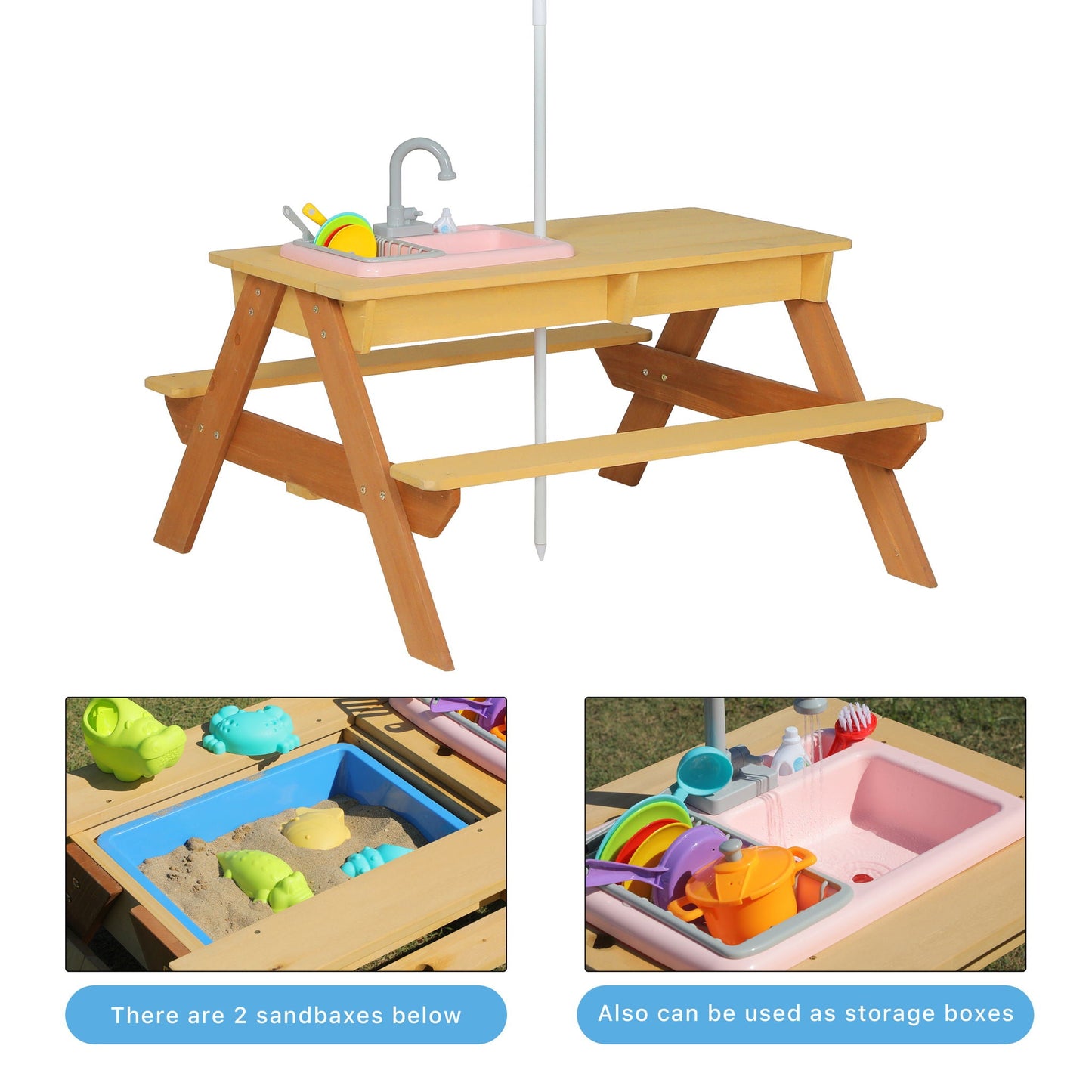 Kids Picnic Table With Sand and Water Table Conversion