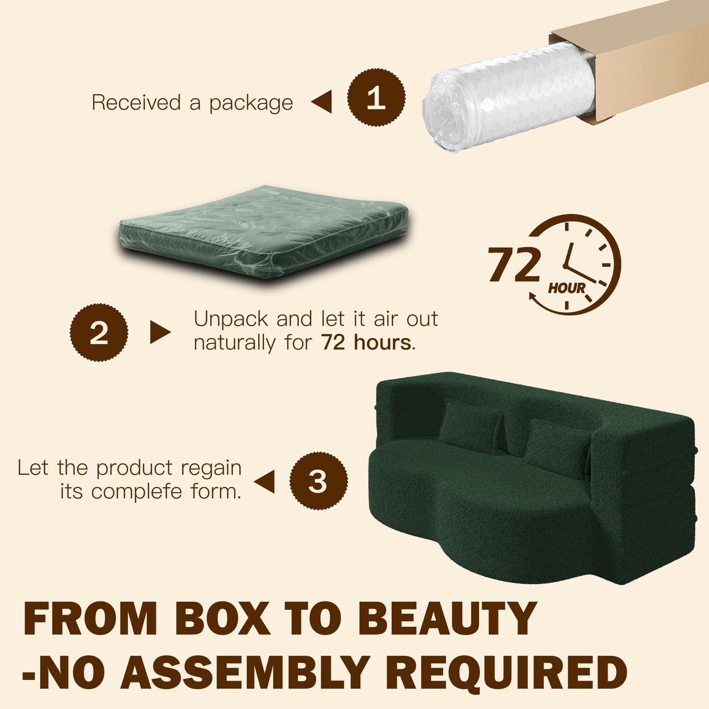 Modern Floor Sleeper Sofa Bed With 2 Pillows, Convertible Twin Size Folding Mattress For Living Room