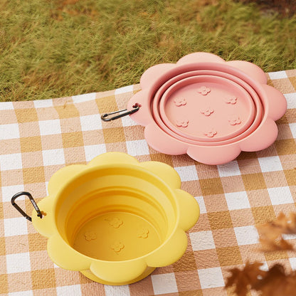 Pet Flower Folding Bowl Silicone Outdoor Portable Drinking Bowl