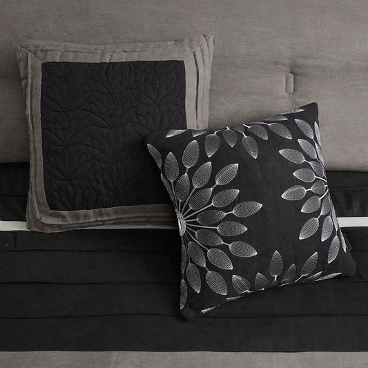 7 Piece Faux Suede Comforter Set Black California King