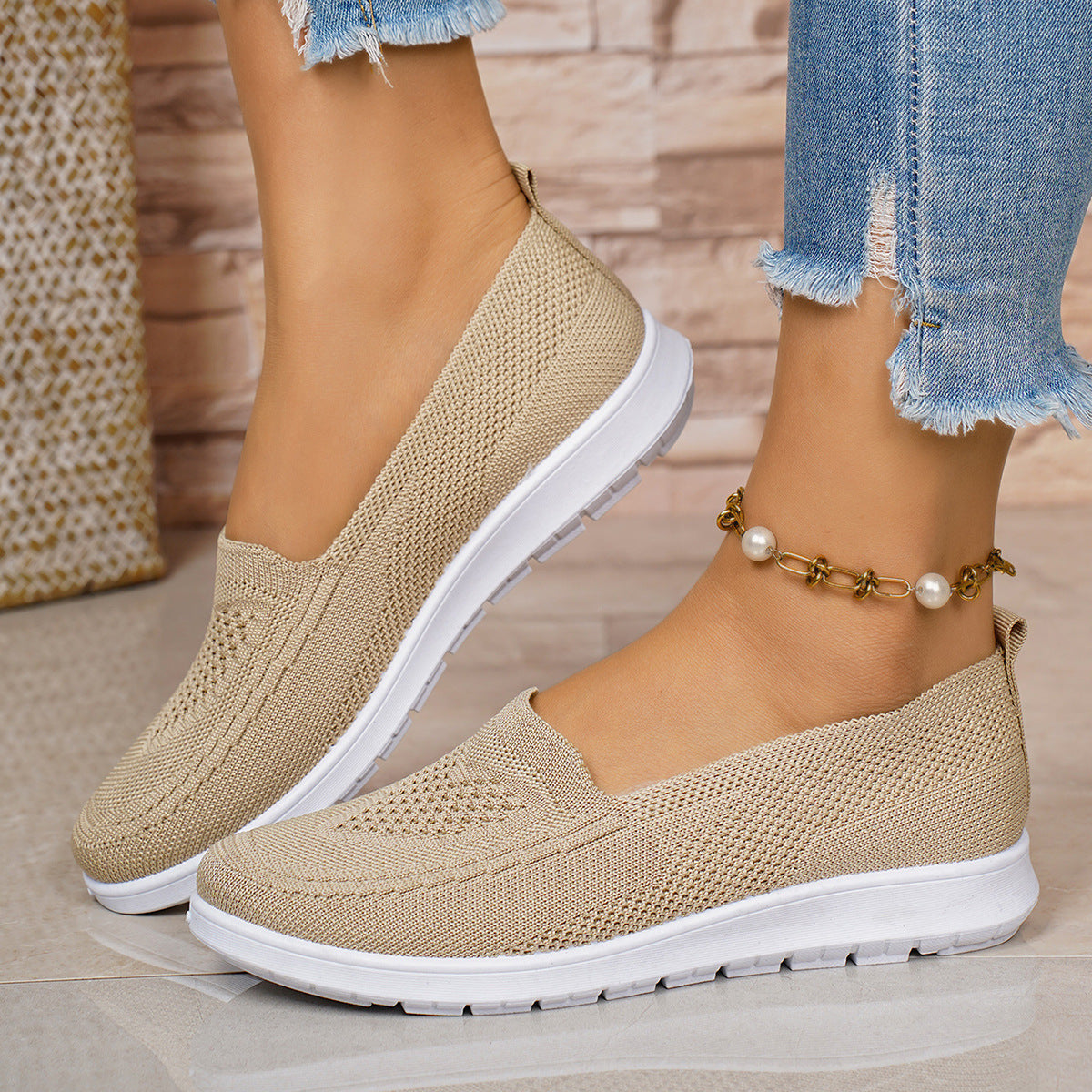 Flyknit Shoes Casual Loafers Foreign Trade  Soft Soles
