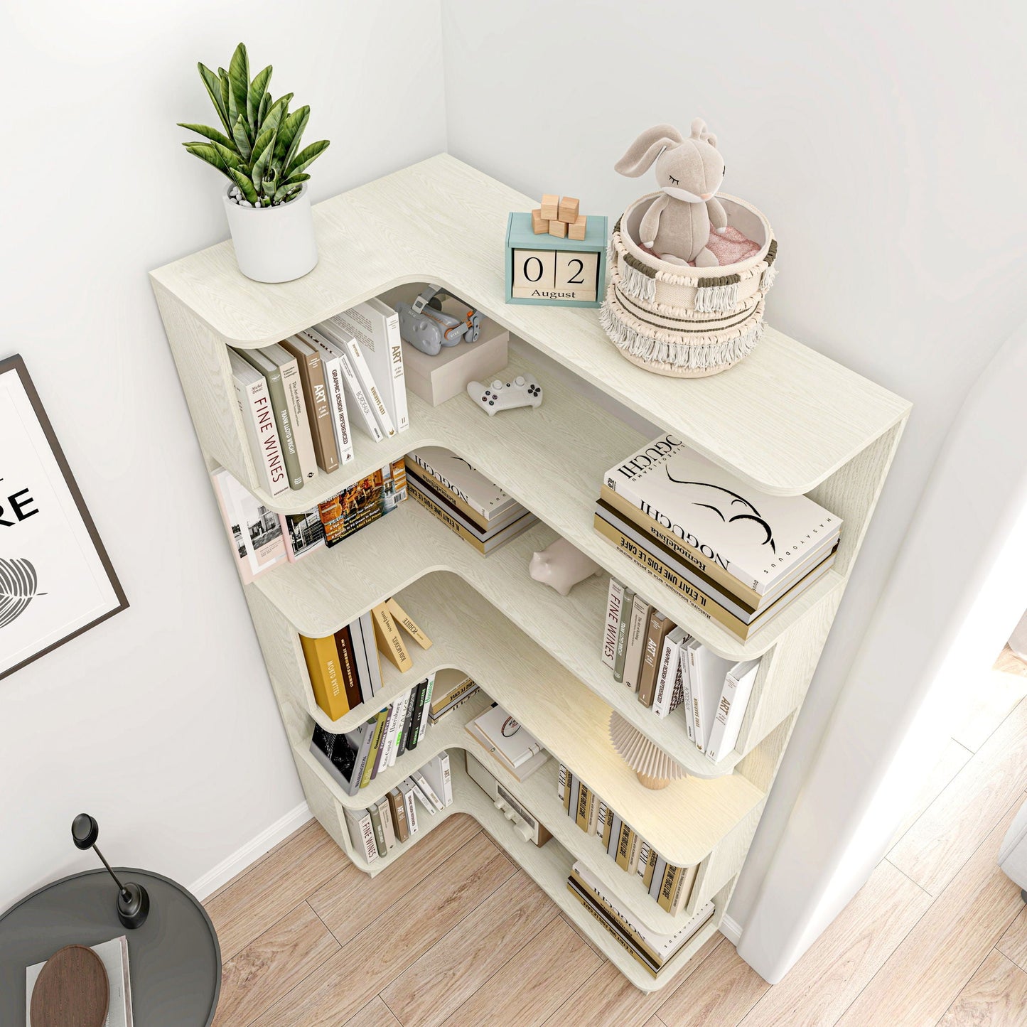 L-Shaped Design Corner Bookshelf