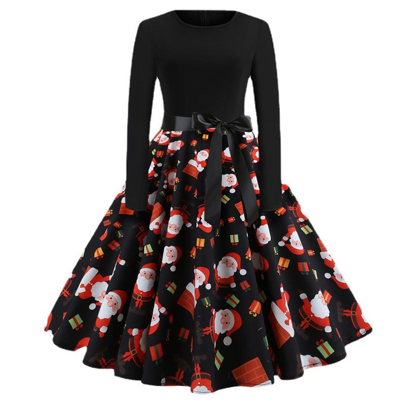 Christmas Retro Performance A- Line Dress Women's Clothing