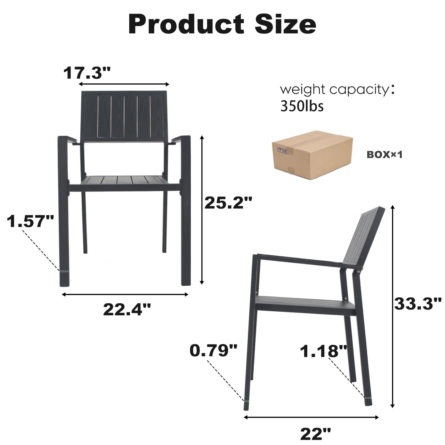 Modern Outdoor Indoor Metal Side Chair - Set of 2