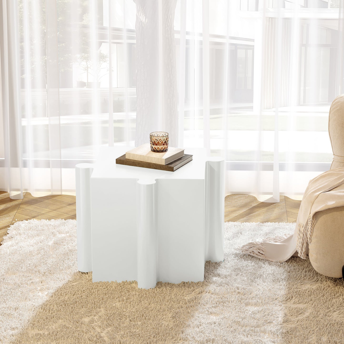 3-Piece Artistic Puzzle Table Set, Modular MGO Side Tables