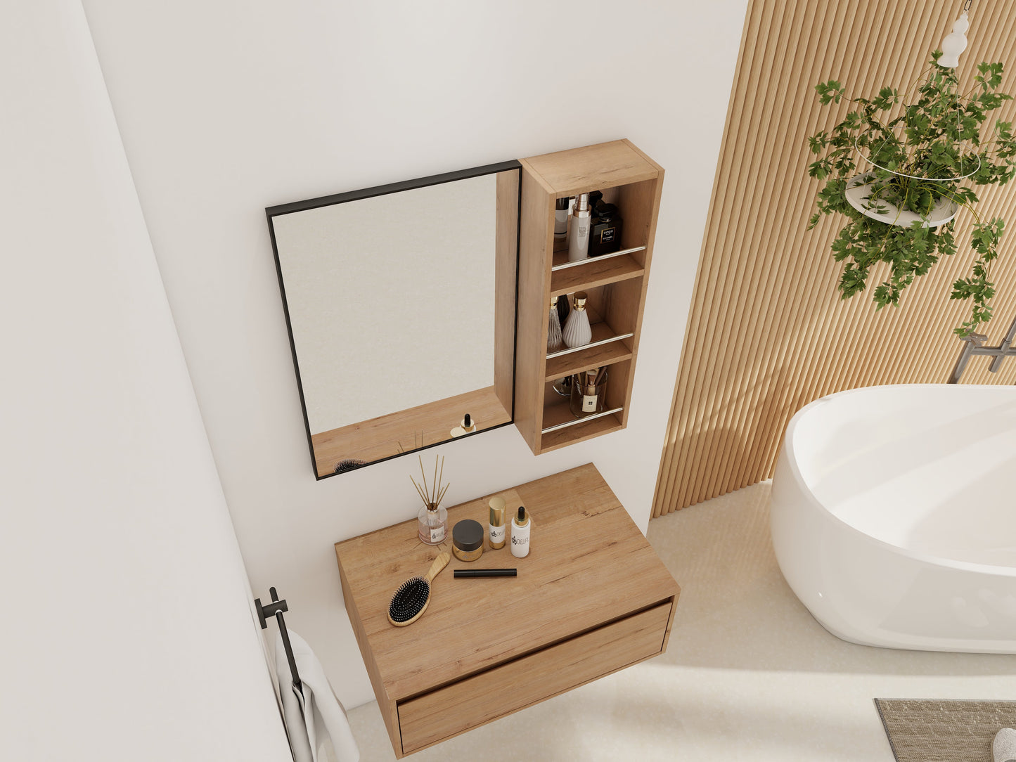 10'' Wall Mounted Bathroom Mirror Cabinet with Open Storage