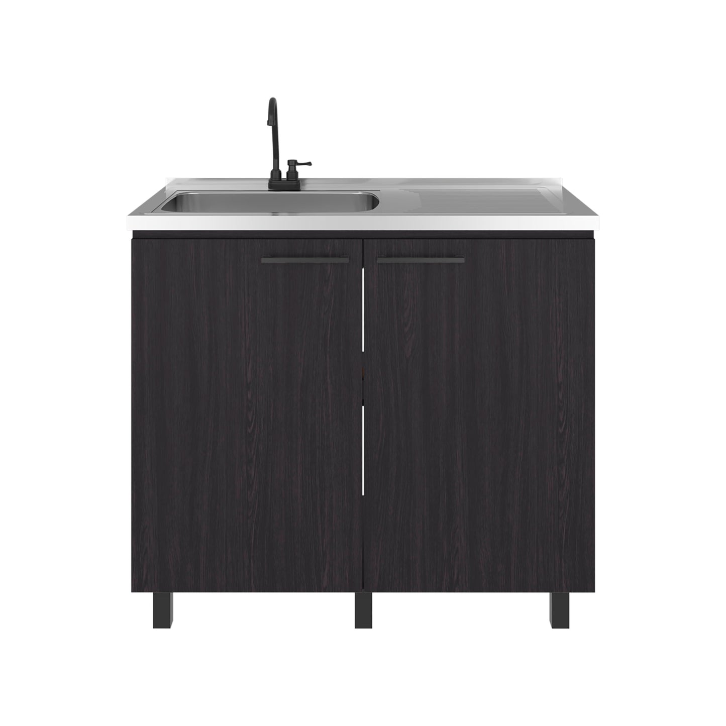 Alatna Freestanding Utility Base Cabinet with Stainless Steel Countertop and Faucet
