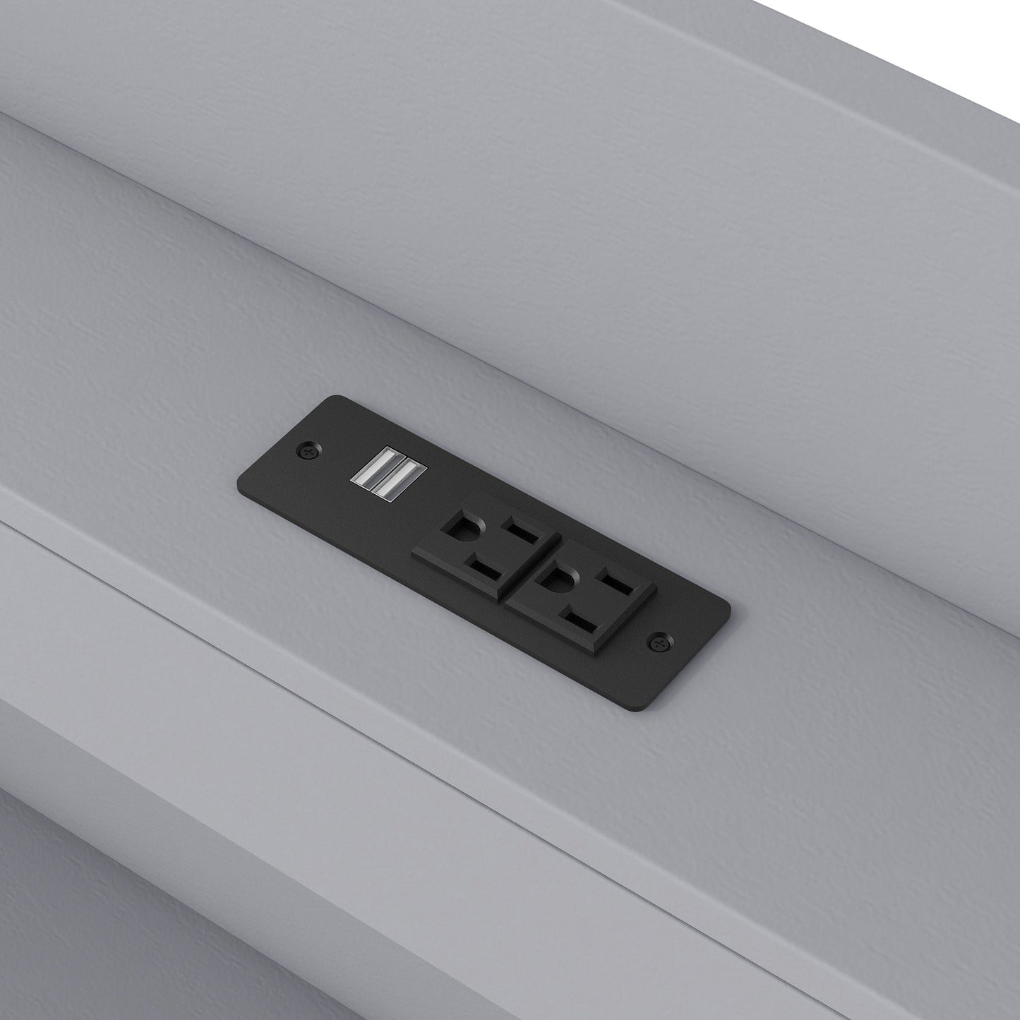 Platform Bed With LED Headboard, Charging Station, Trundle And 2 Drawers