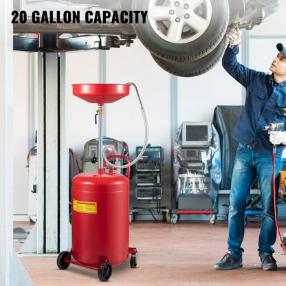 Waste Oil Drain Tank 20 Gallon Portable Oil Drain Air Operated Drainer