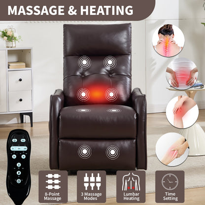 Brown PU Single Motor Power Lift Recliner Chair with Massage & Heat