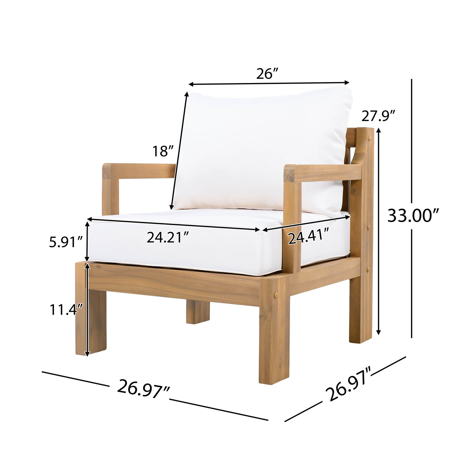Outdoor Acacia Patio Chair (Set of 2)