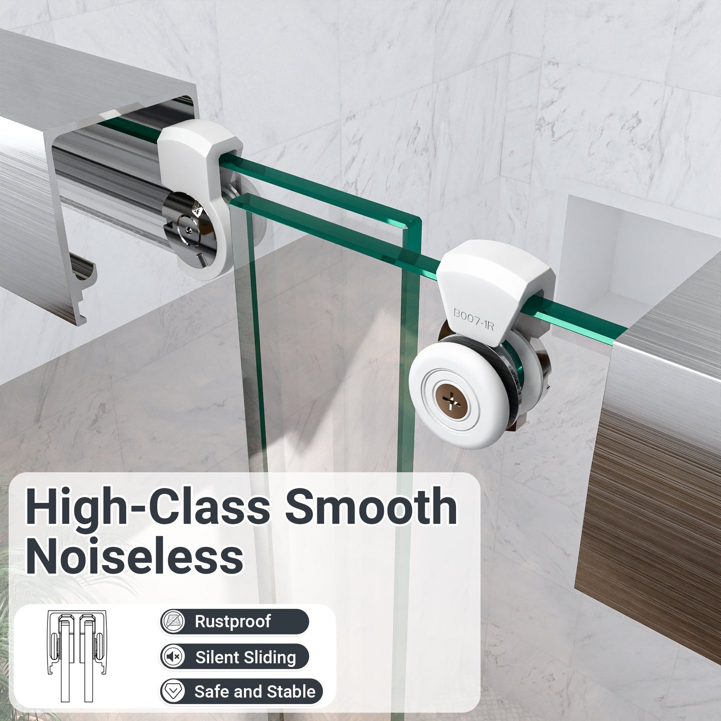 56-60"W x 60"H Semi-Frameless Double Sliding Shower Door