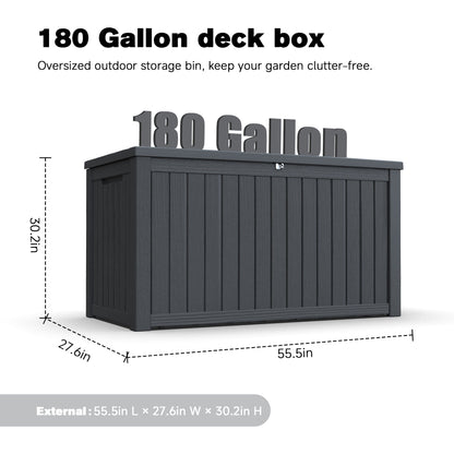 180 Gallon Large Outdoor Storage XXL Deck Box for Patio Furniture