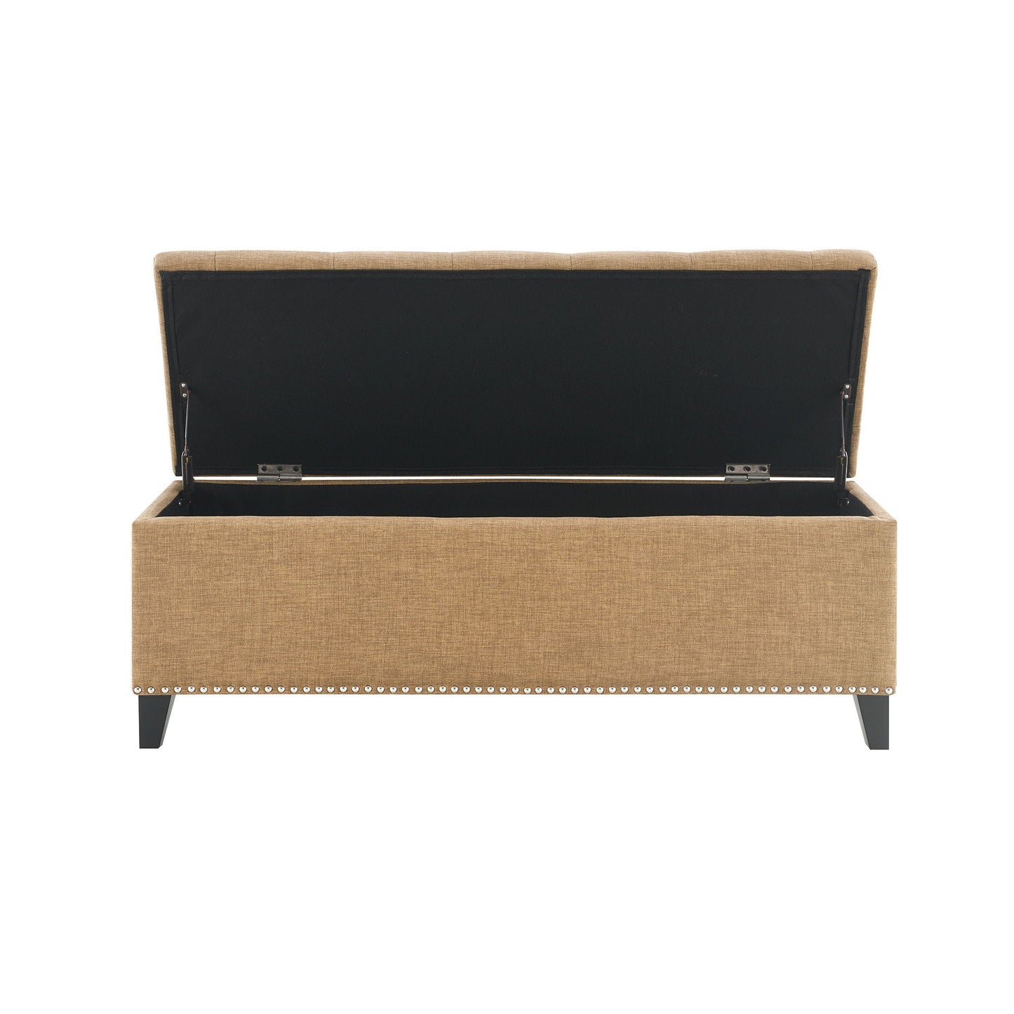 Button-Tufted Storage Ottoman With Safety Close Hinge