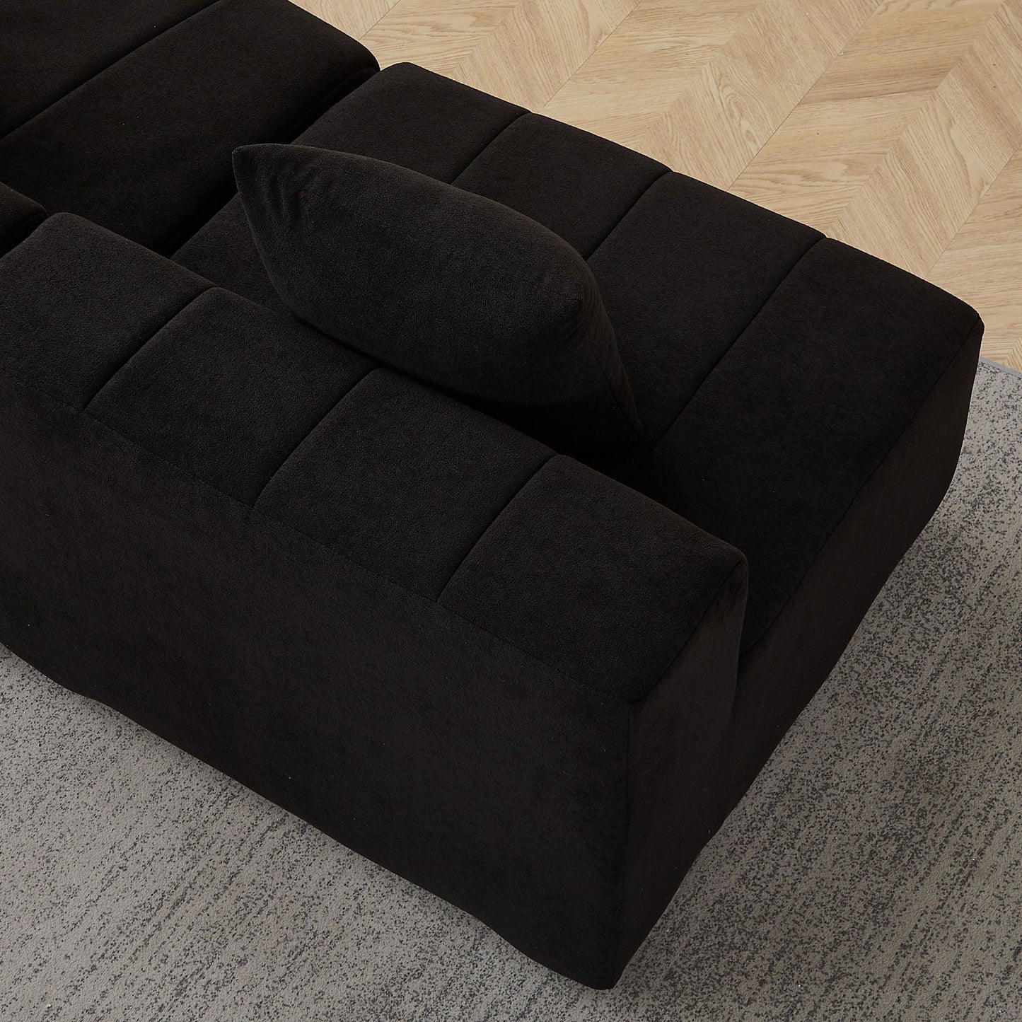 Modular Sectional Sofa With 2 Pillows, Symmetrical Design