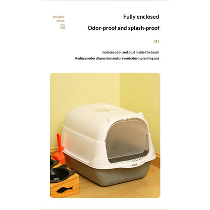 Extra-Large Enclosed Cat Litter Box, Splash-Proof With Detachable Lift-Top Lid