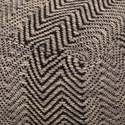 Barracuda - Handcrafted Cotton Pouf With Chevron Pattern - Brown / Beige