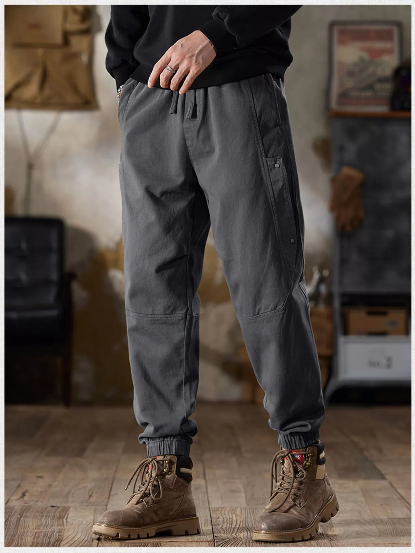 Men's Full Size Casual Drawstring Cargo Joggers Plus Size
